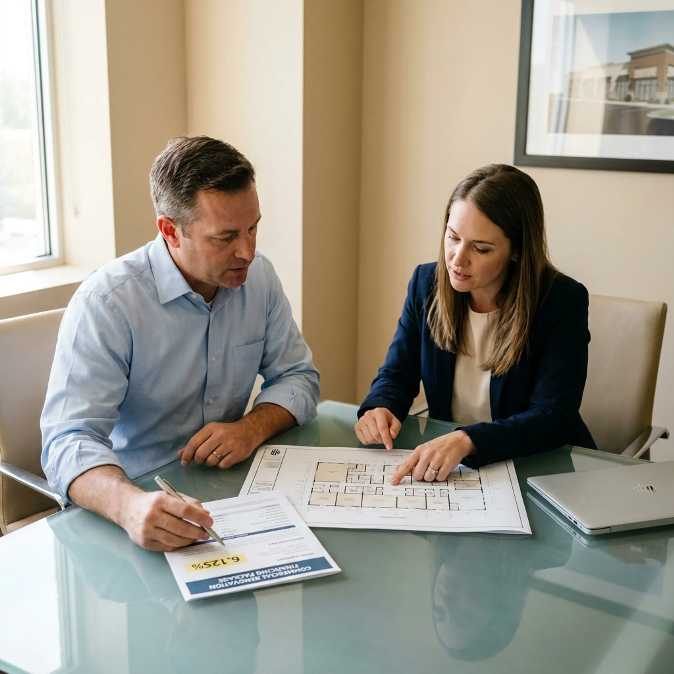 Advisor reviewing FHA renovation loan documents with a homeowner