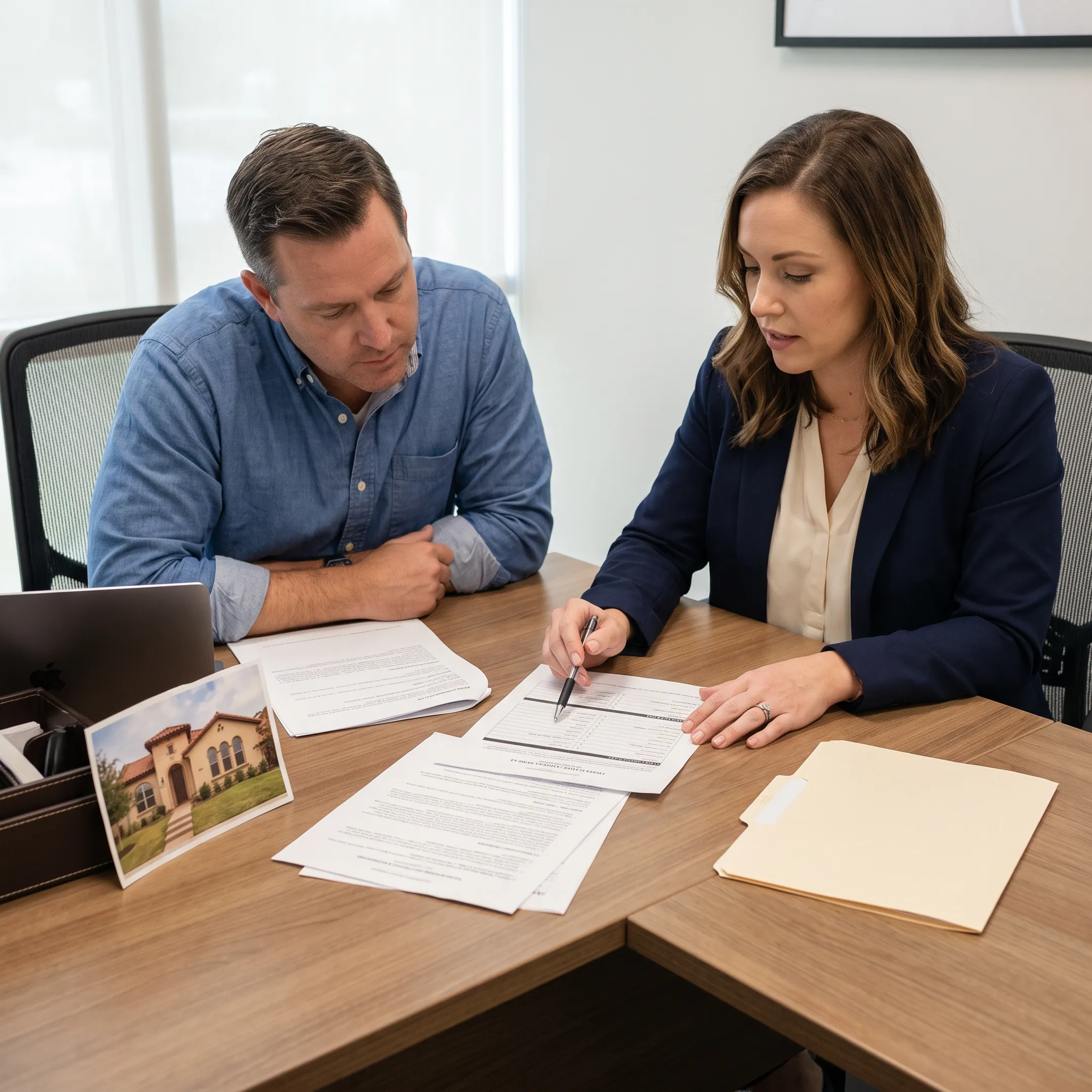 Texas real estate investor reviewing DSCR loan documents with a lending professional