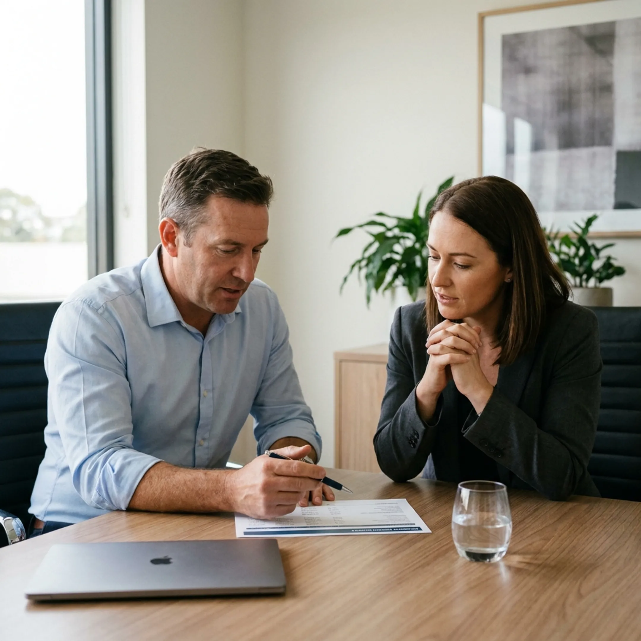 Lending professional reviewing commercial property financing documents