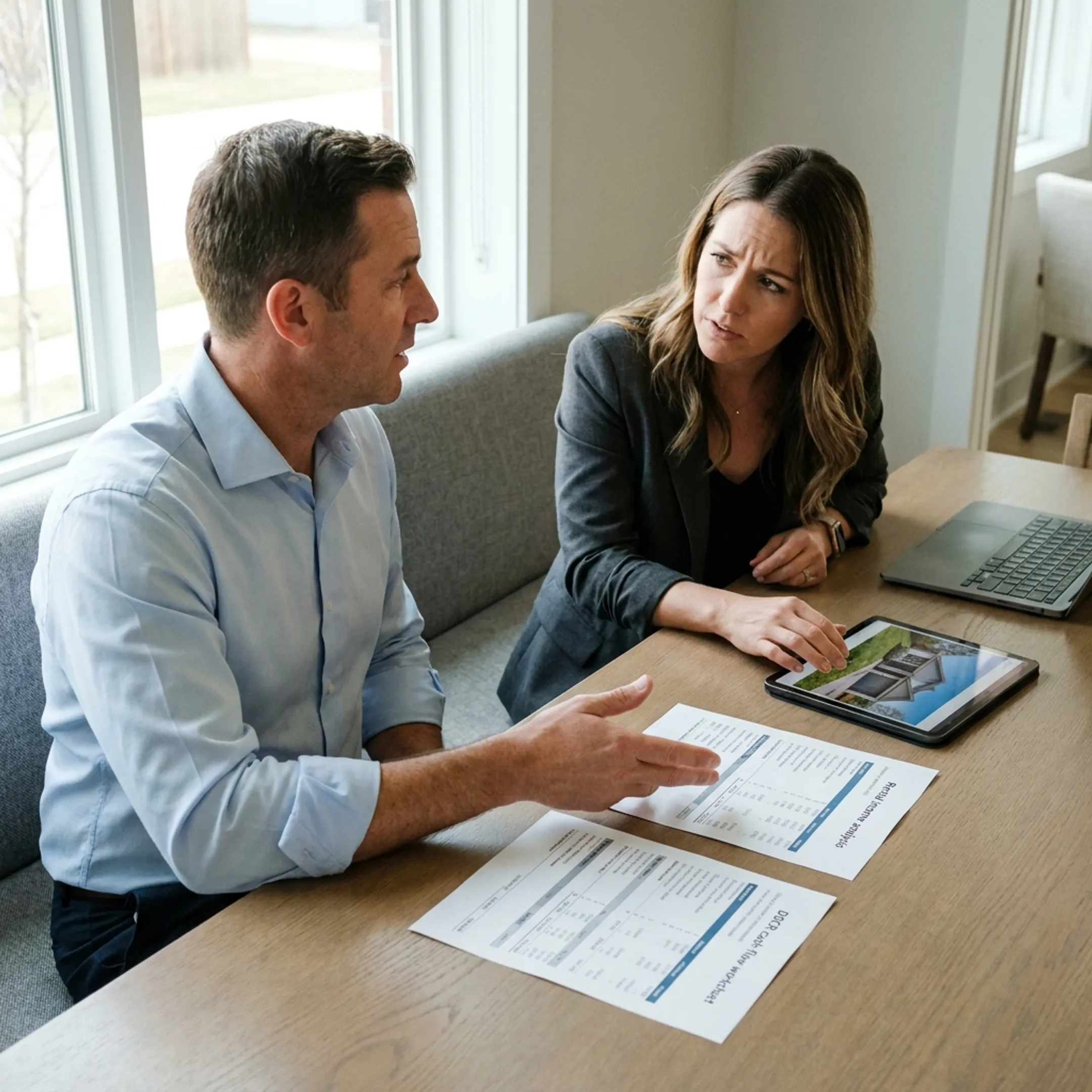 Advisor explaining rental property cash-flow financing to an investor