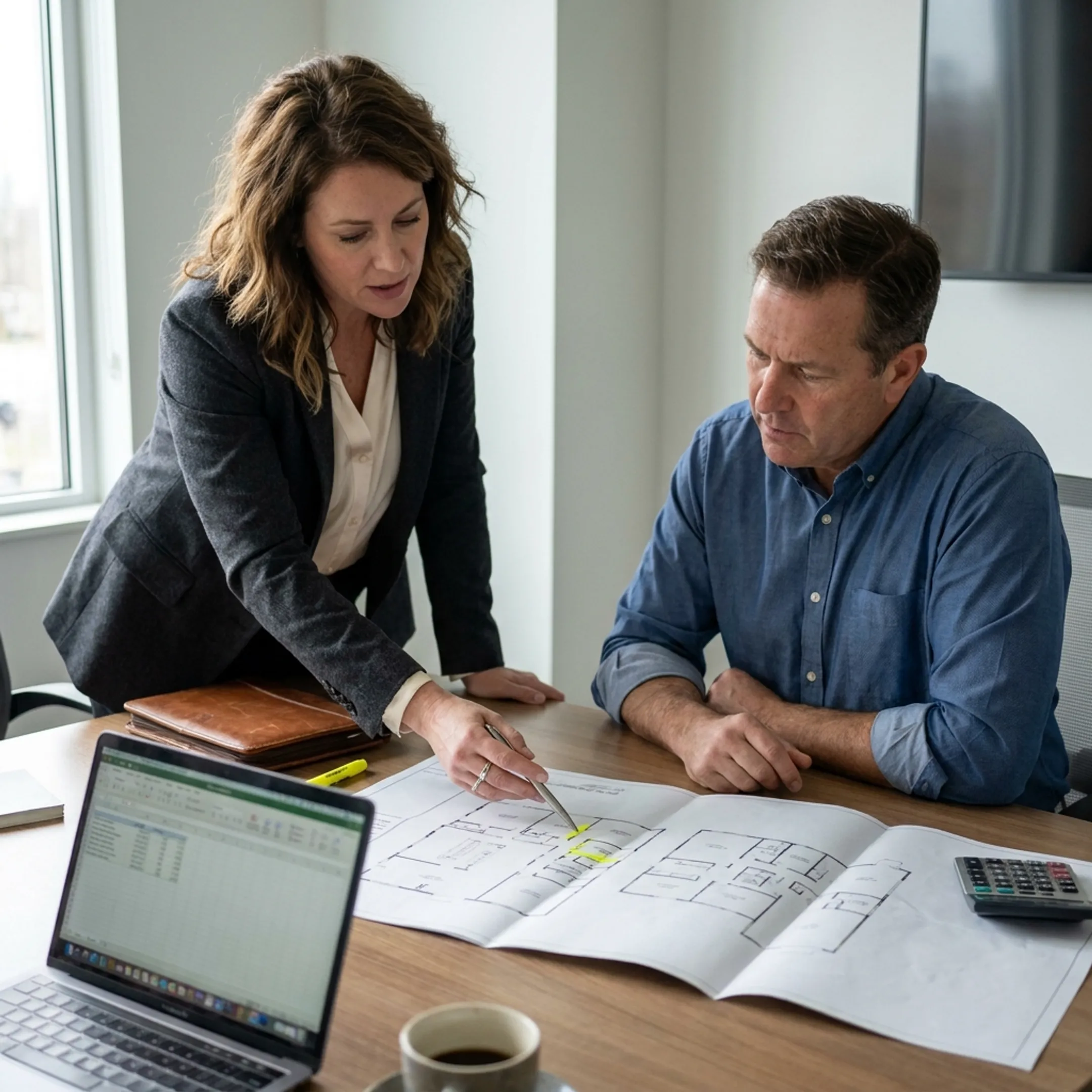 Advisor reviewing commercial property financing documents