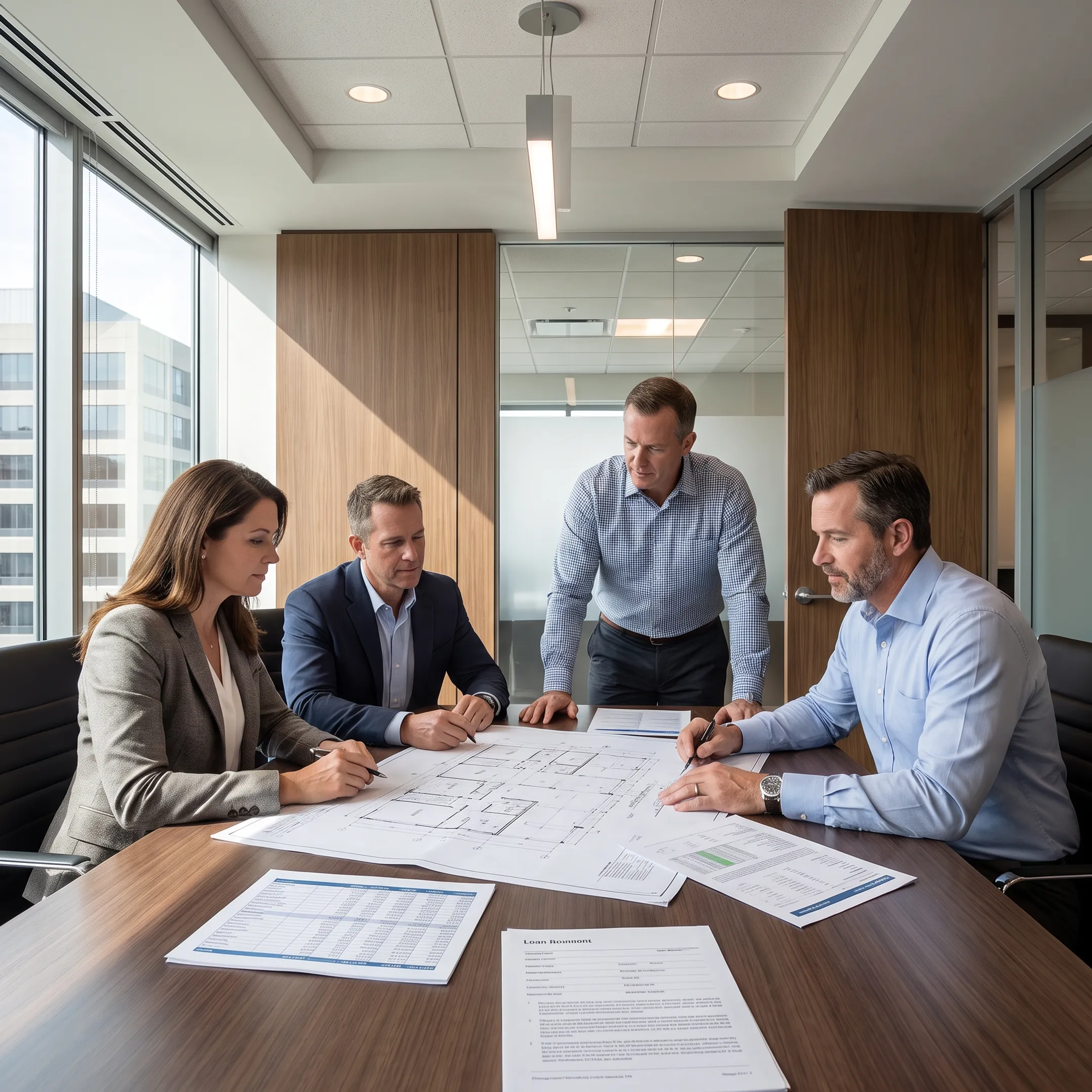 Commercial real estate financing consultation with property documents