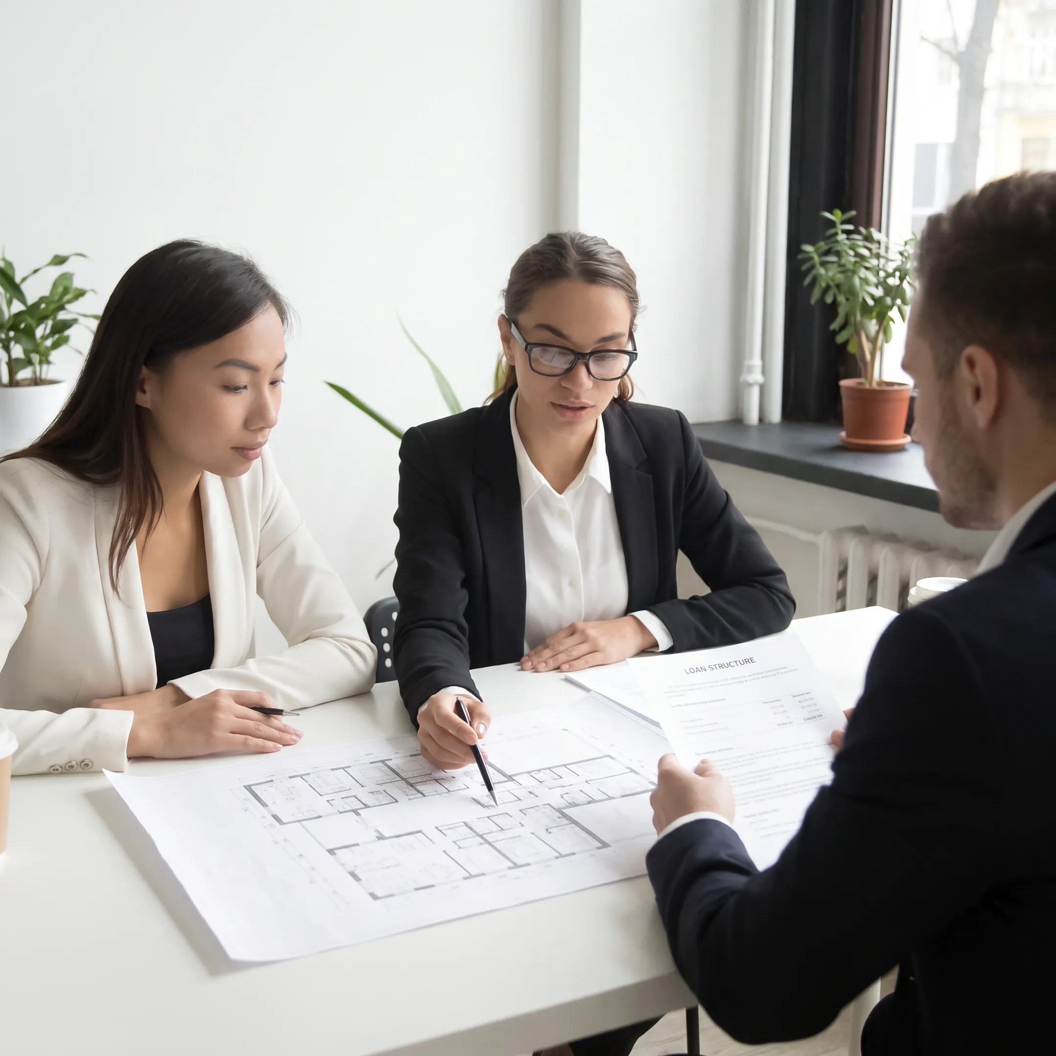 Commercial property financing consultation with real estate investors and lending professionals