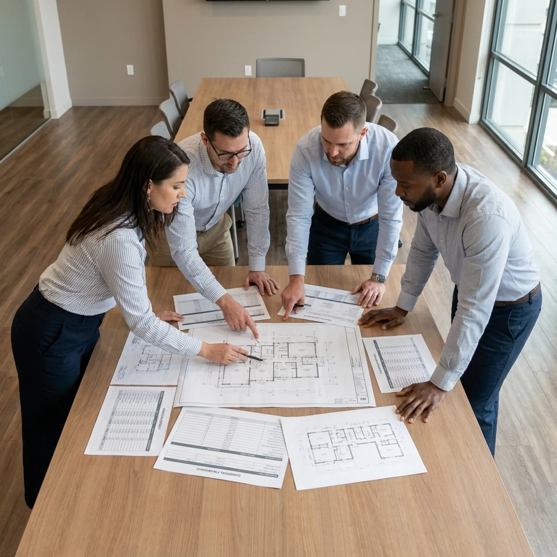 Professionals reviewing hotel development financing plans