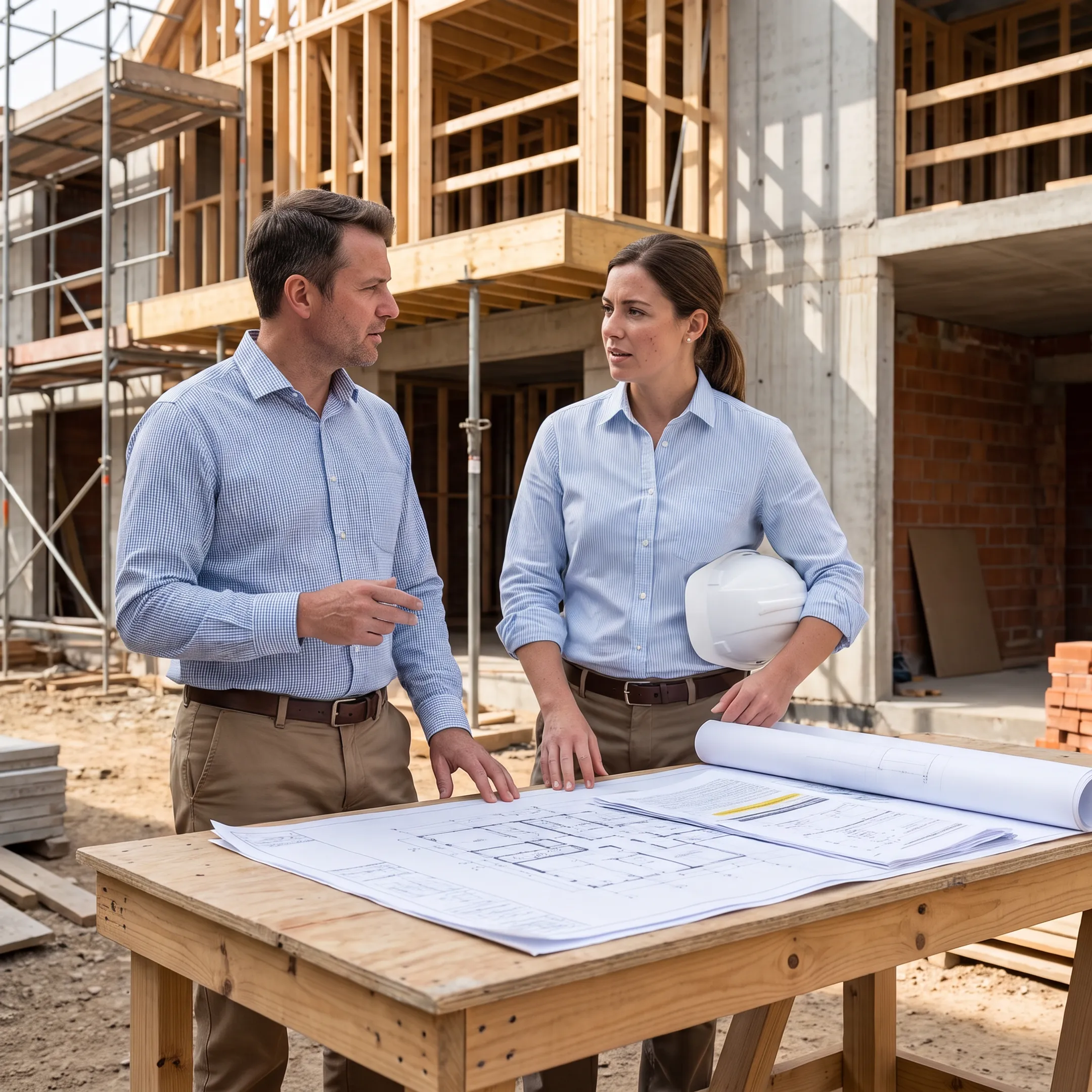Developer discussing construction financing plans