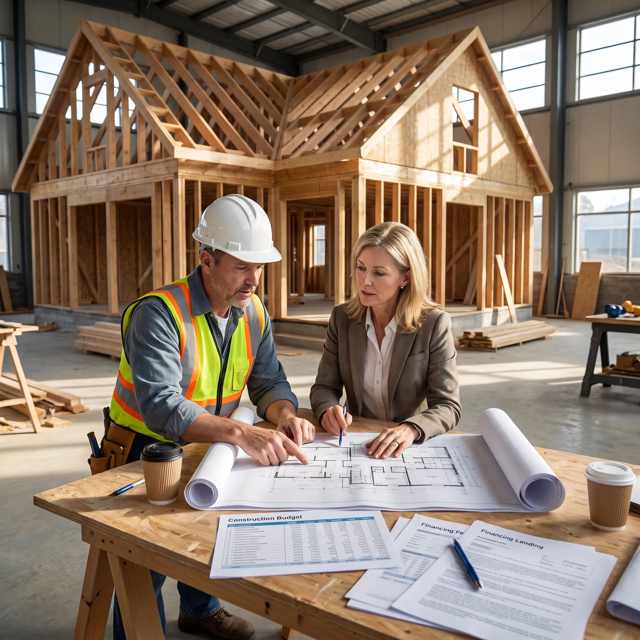 Advisor reviewing warehouse construction financing plans