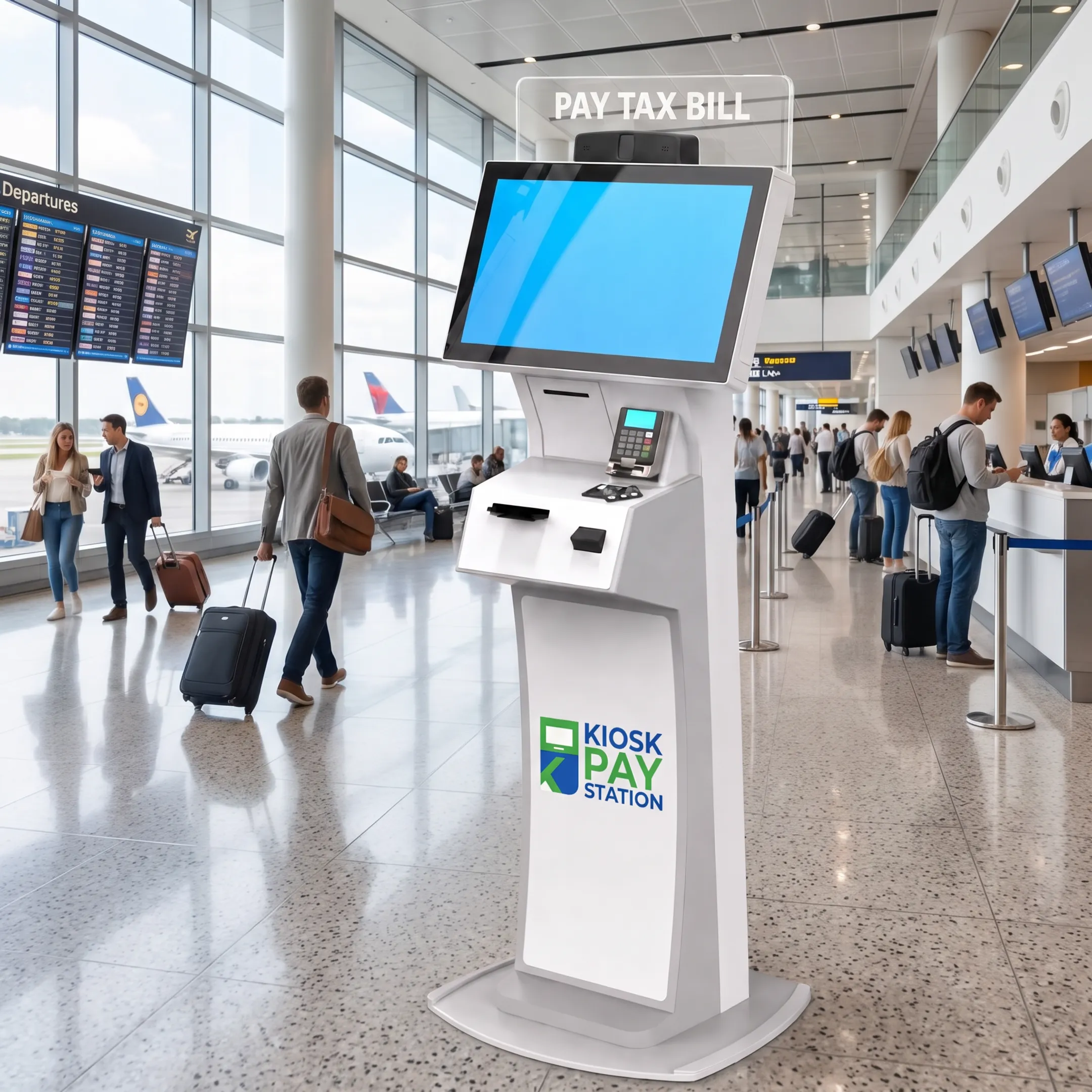 Customer using a secure utility payment kiosk
