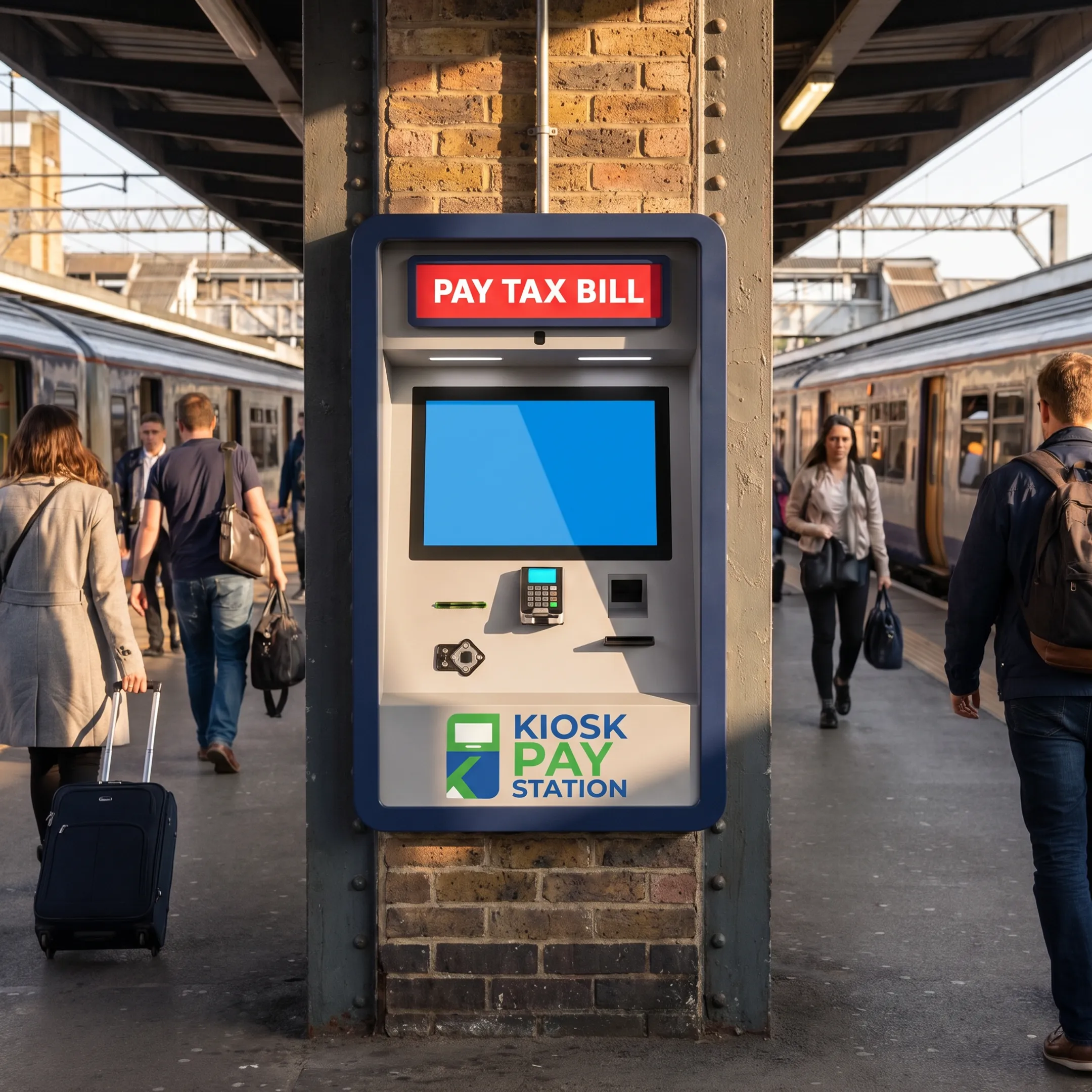 Court payment kiosk with touchscreen and card reader
