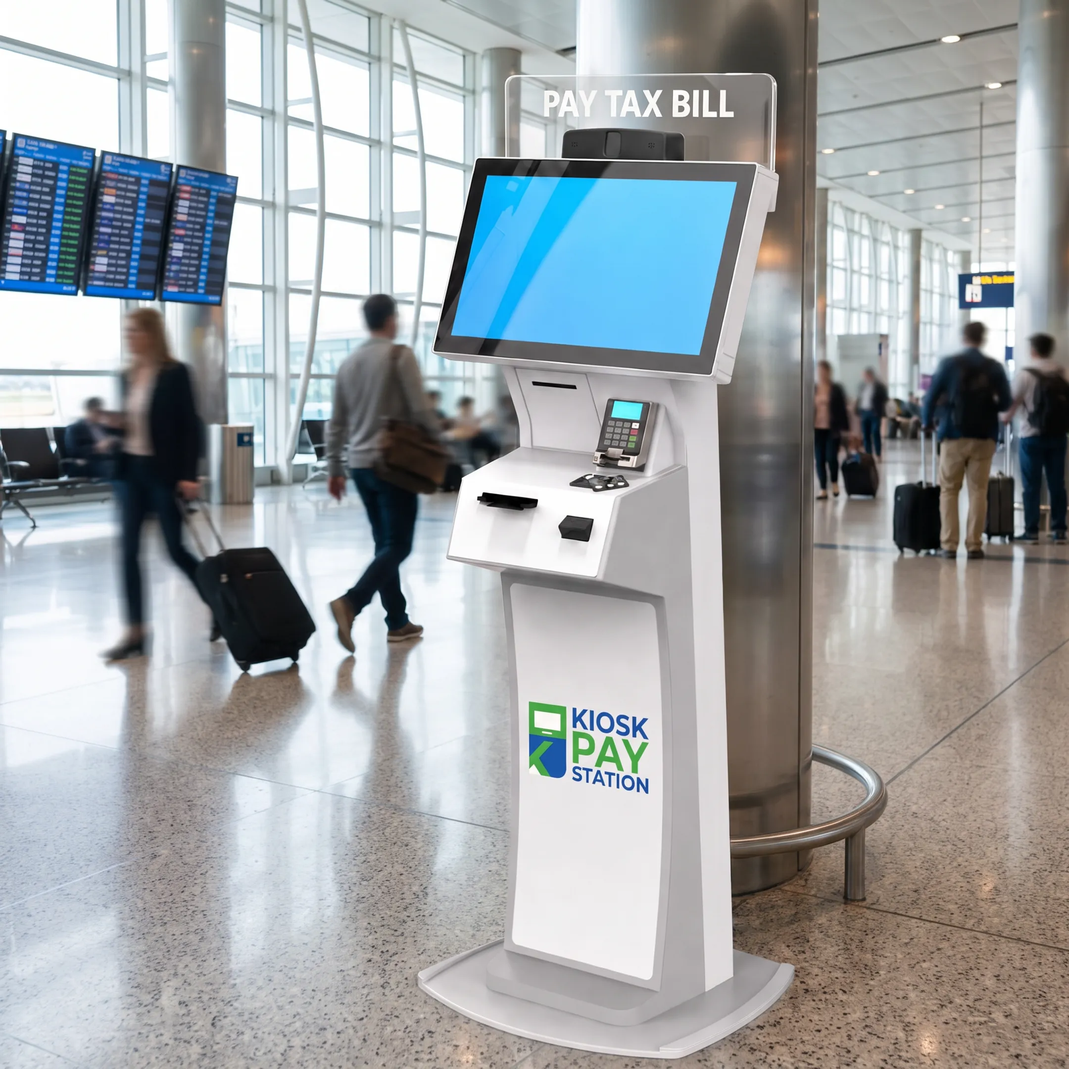 Customer using a secure public payment kiosk