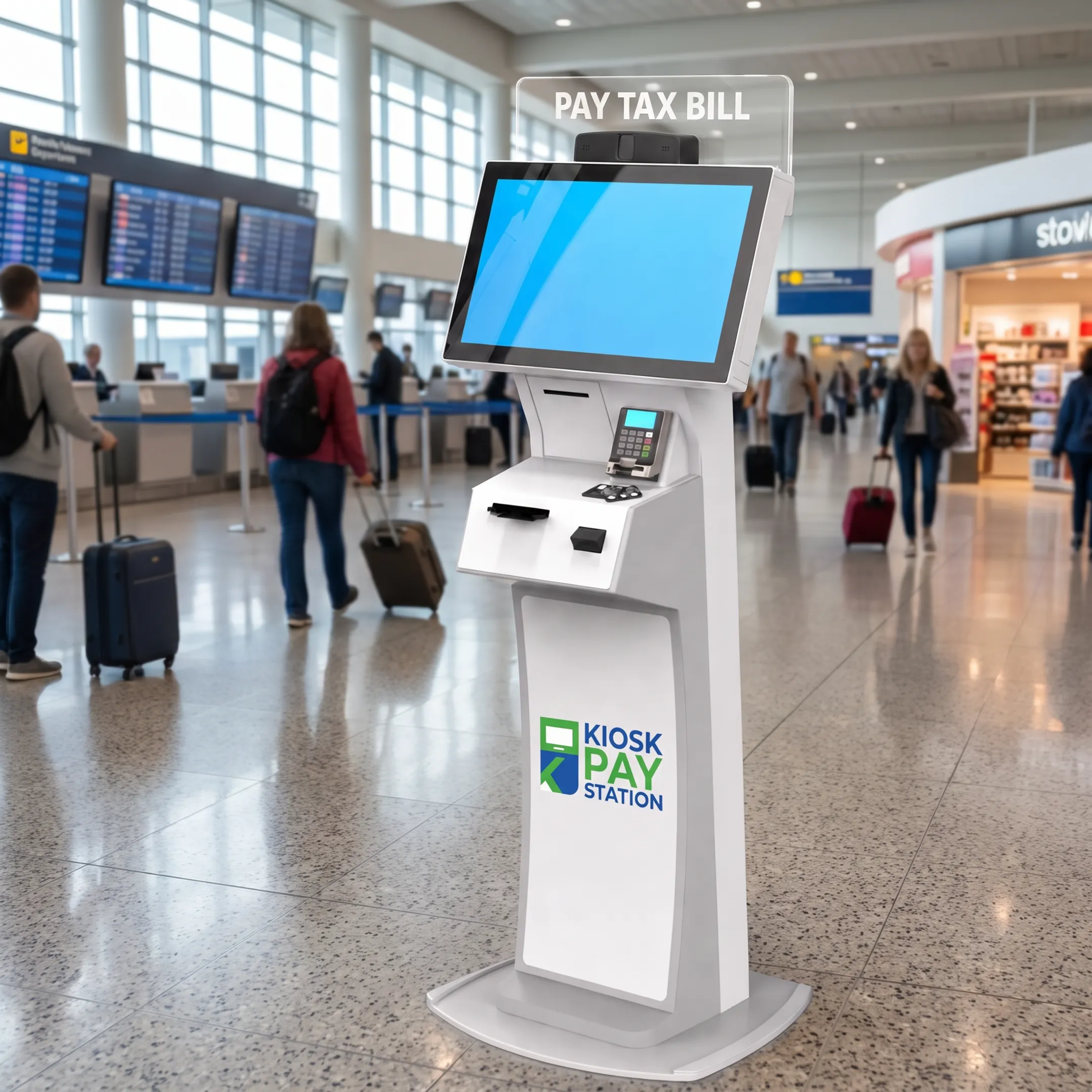 Resident using a secure utility payment kiosk