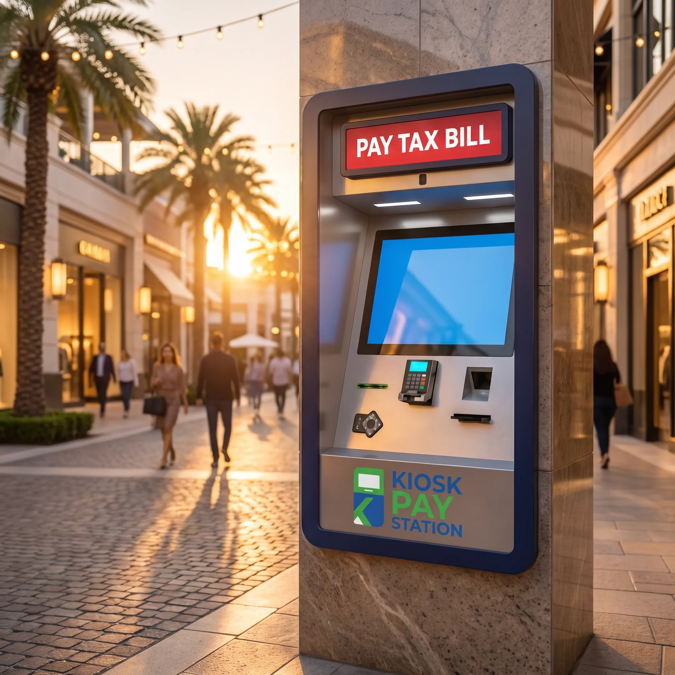 Visitor using a secure court payment kiosk
