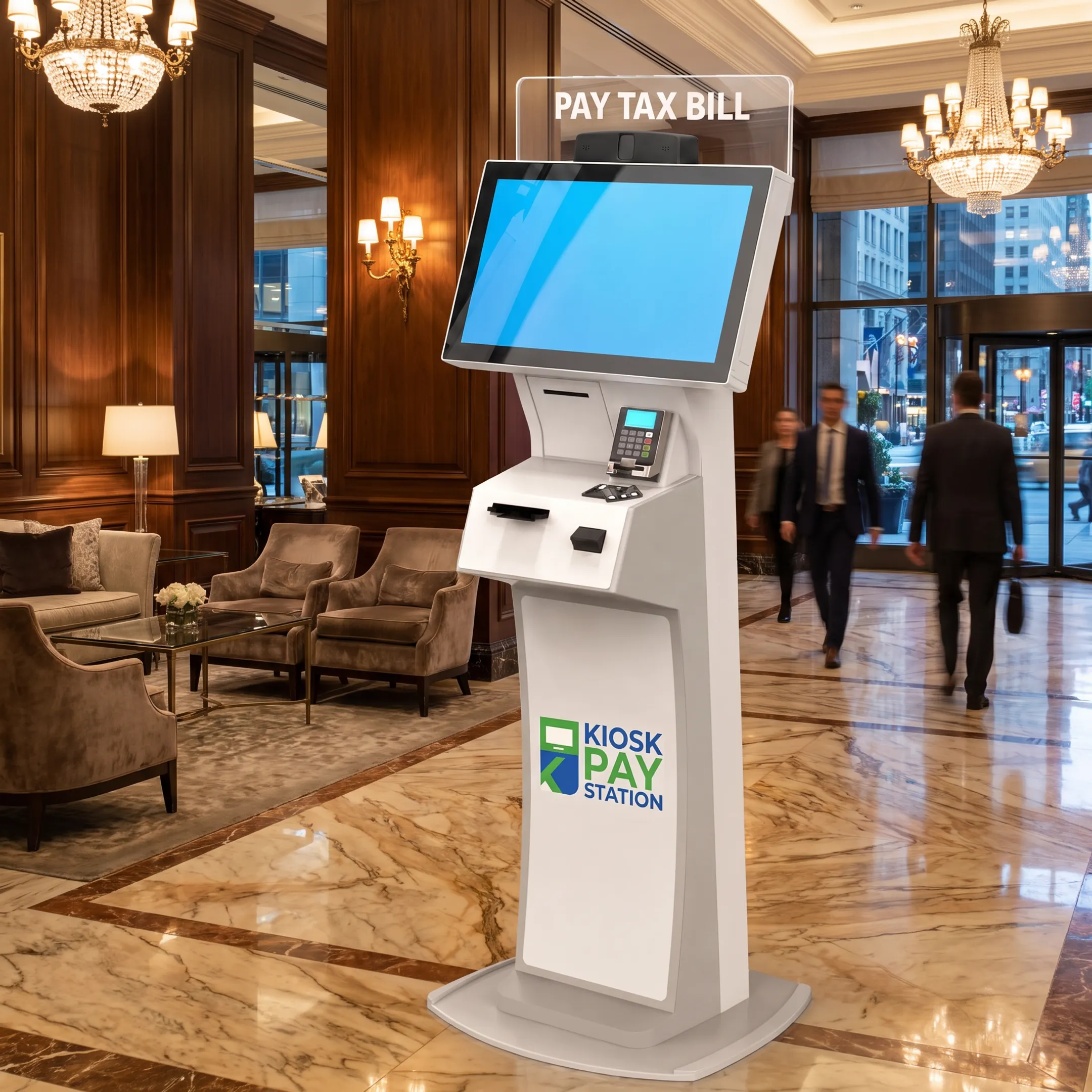Accessible government payment kiosk in a tax office