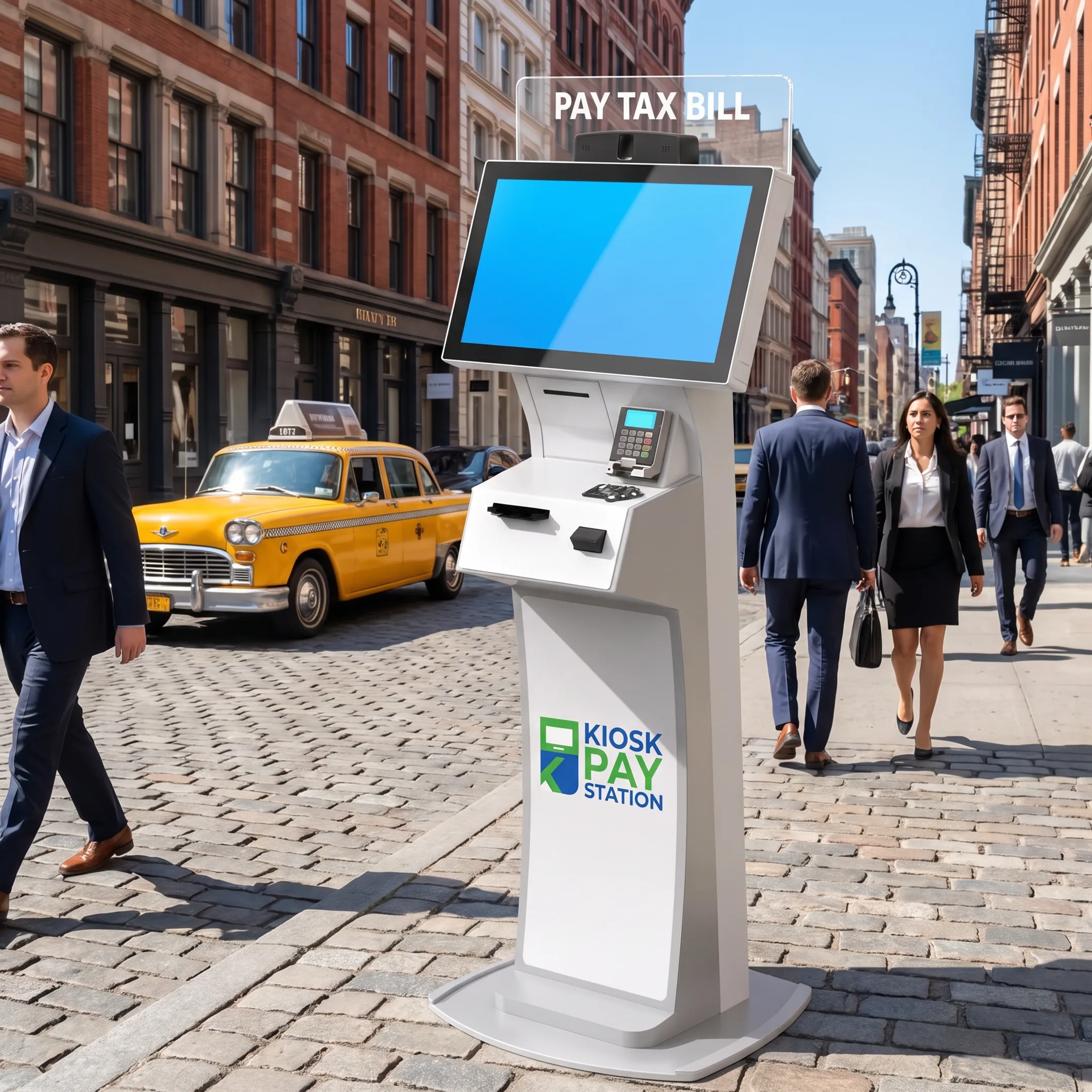Constituent using a self-service bill payment kiosk