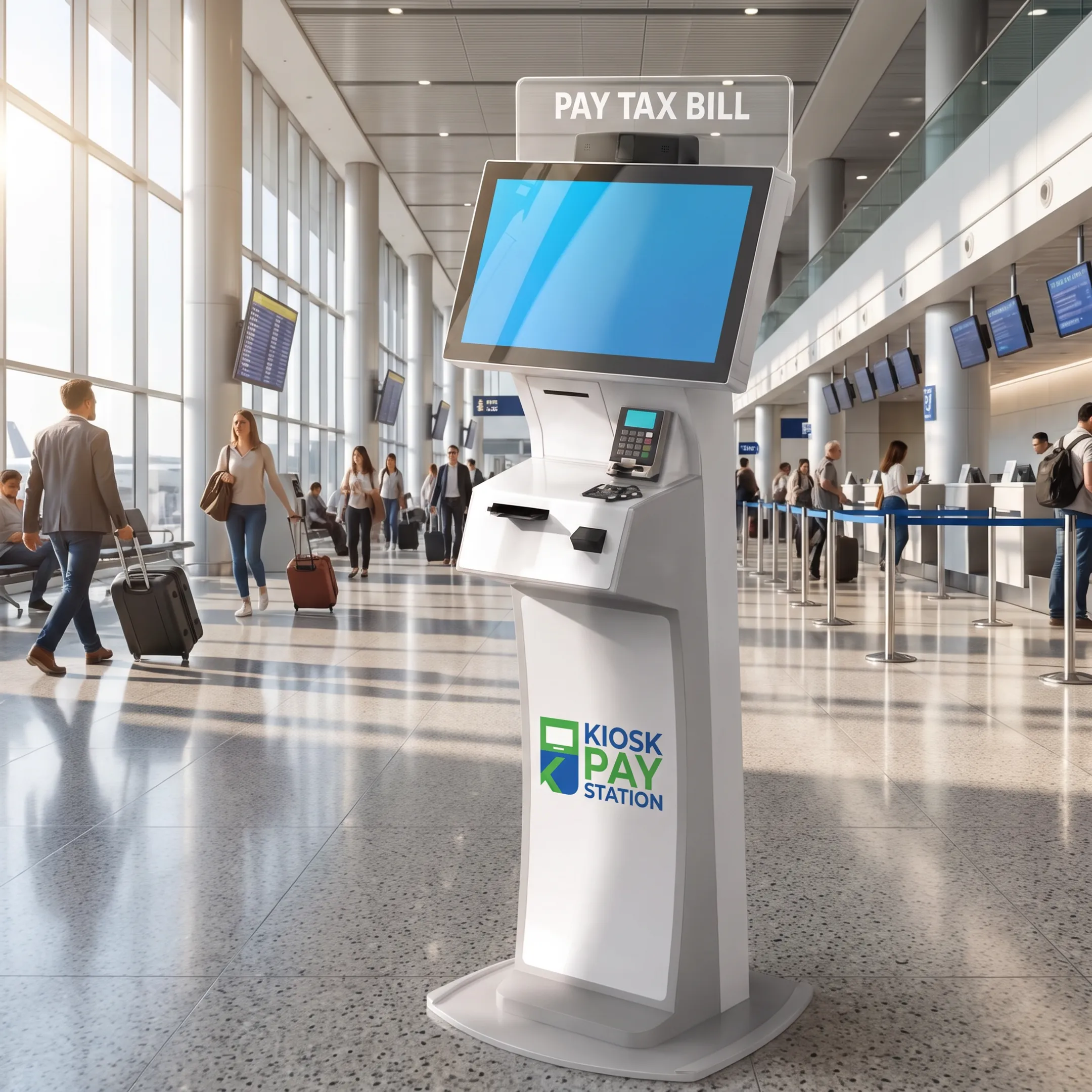 Configured bill payment kiosk in a public service setting