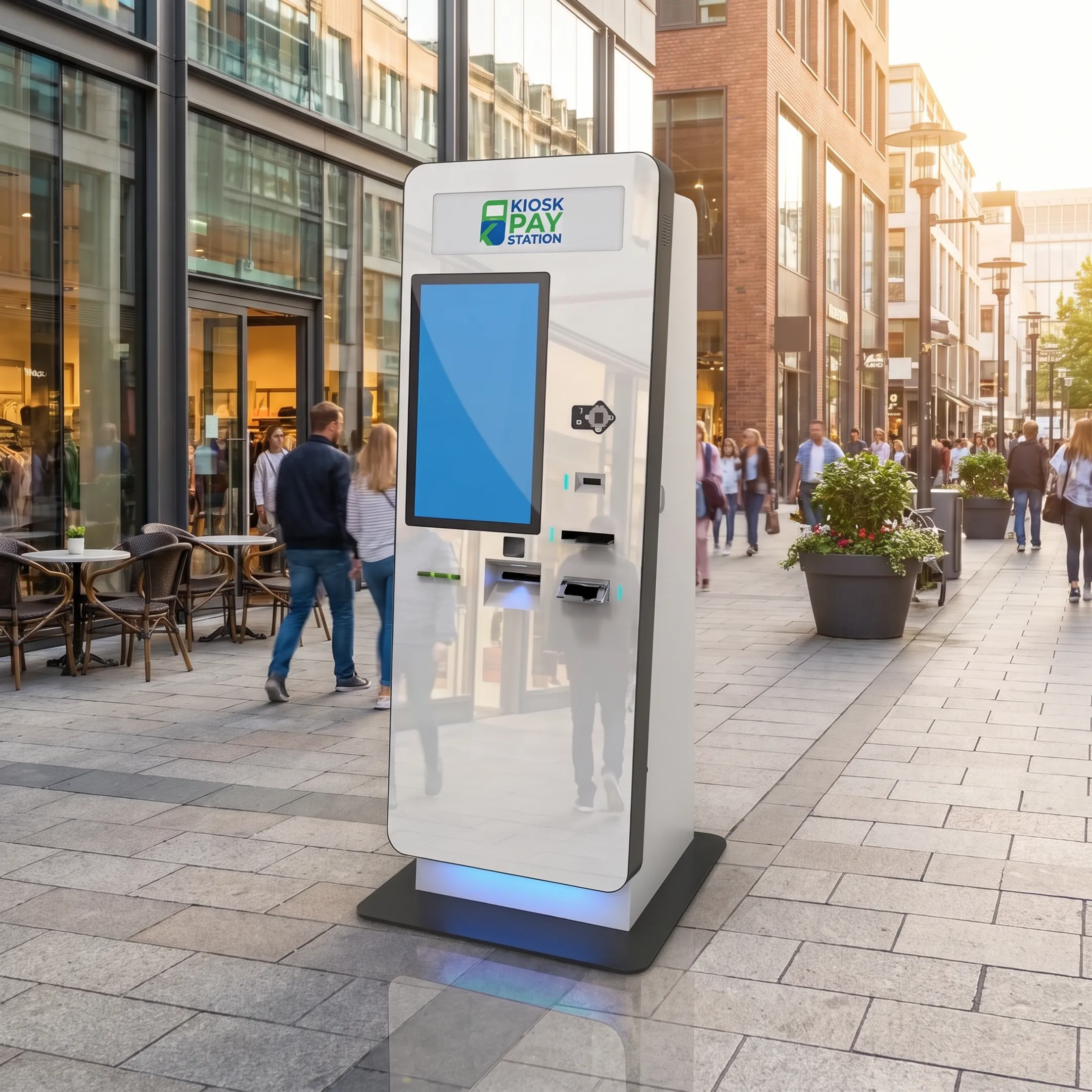 Customer using a utility payment kiosk