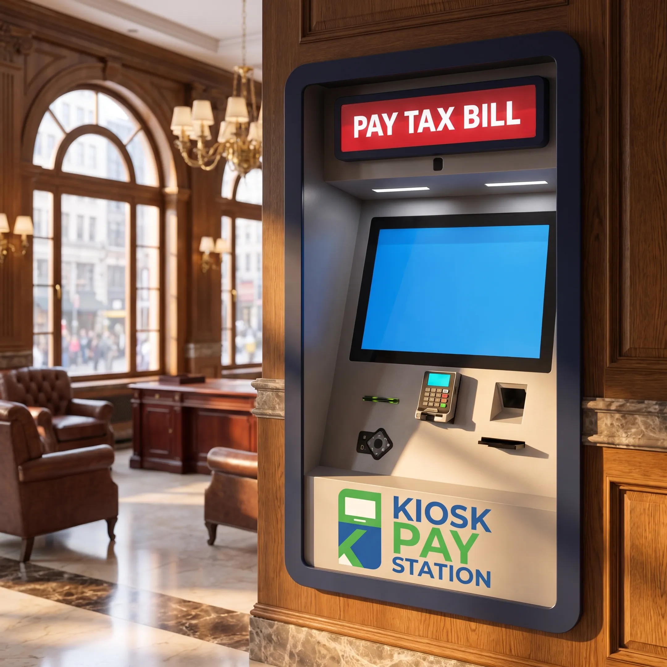 Customer using a self-service payment kiosk