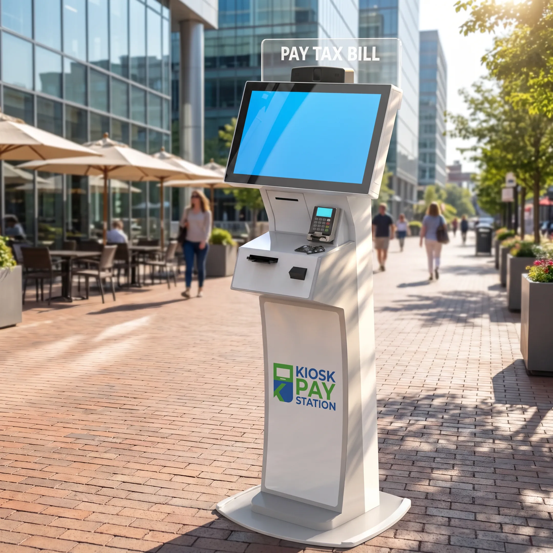 Customer using an accessible bill payment kiosk