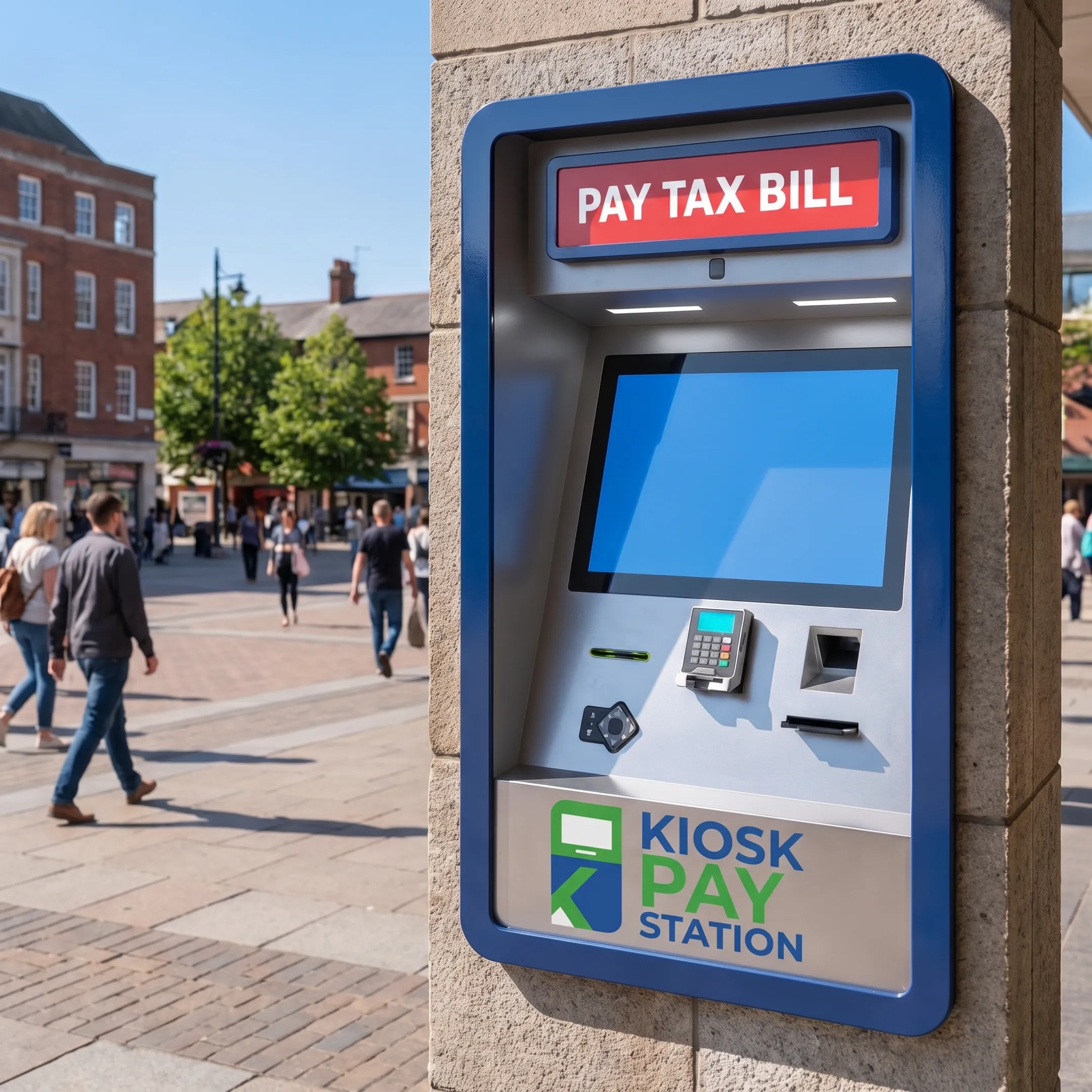 Accessible utility payment kiosk in a customer lobby