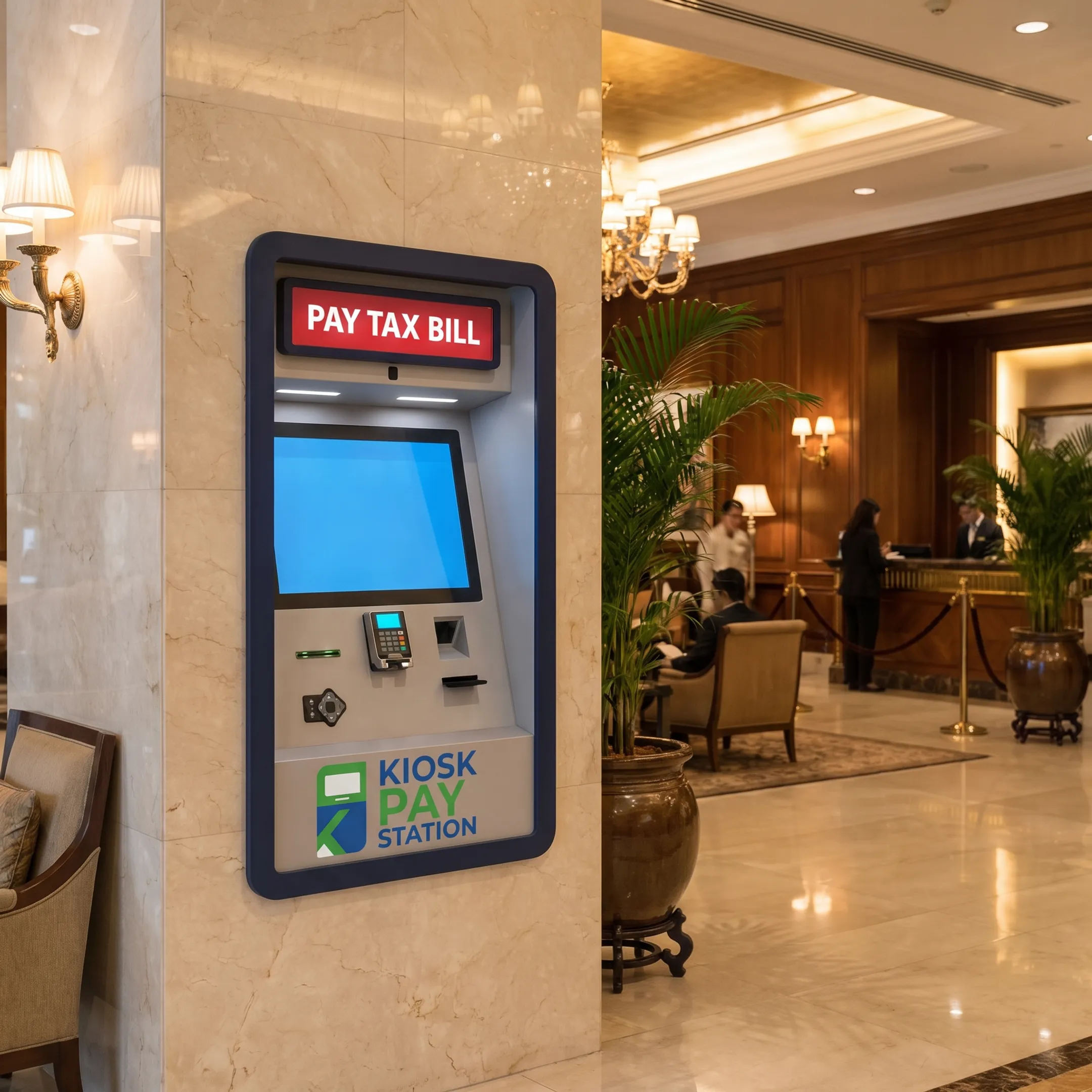 ADA accessible payment kiosk terminal in a court lobby
