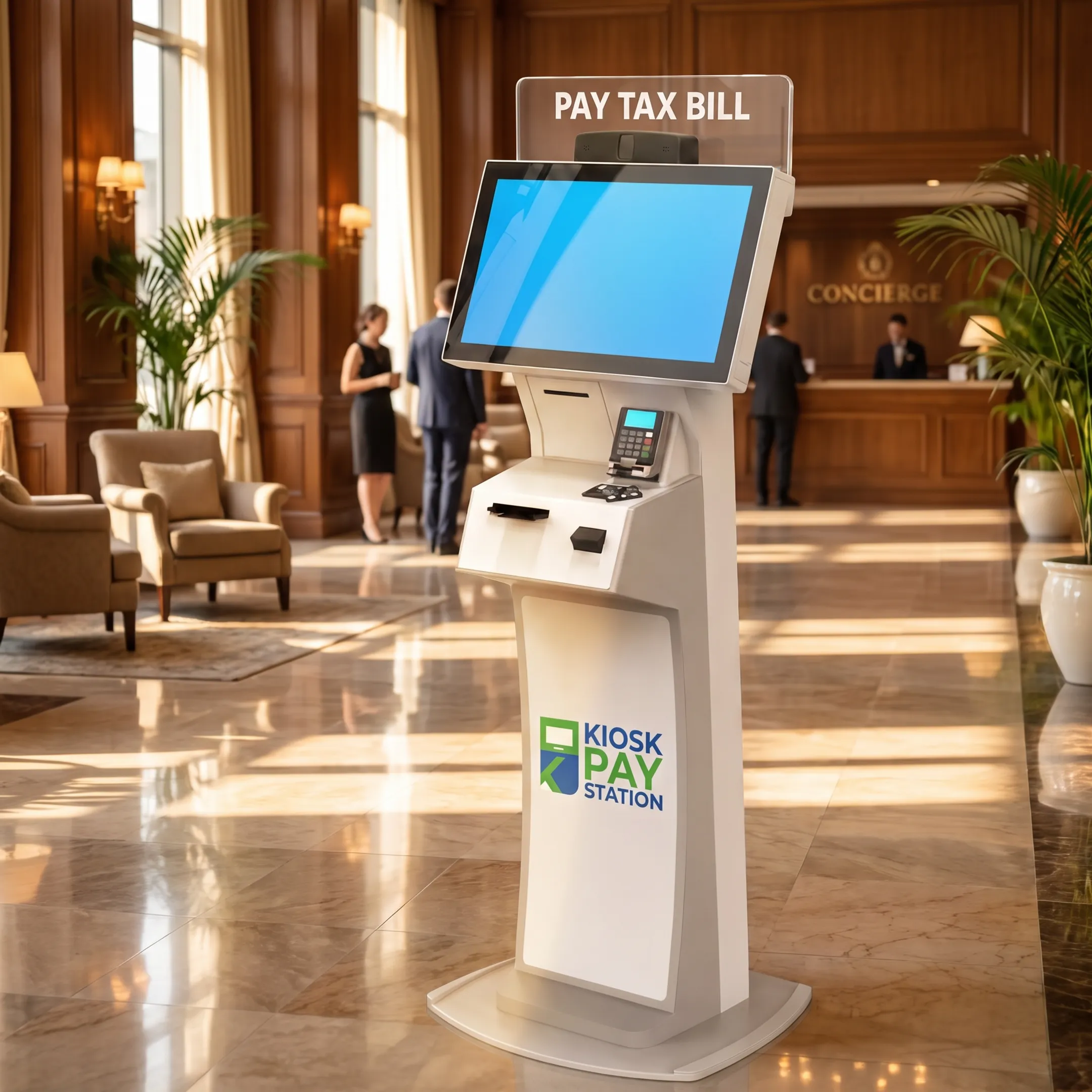 ADA-compliant property tax payment kiosk in public municipal building