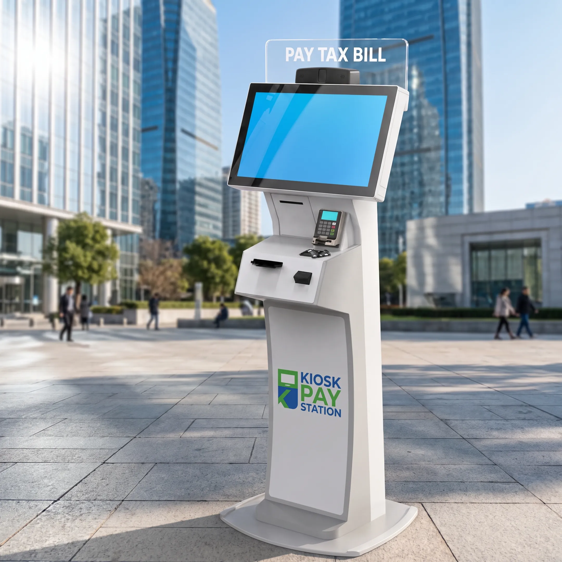 Secure kiosk payment transaction in progress