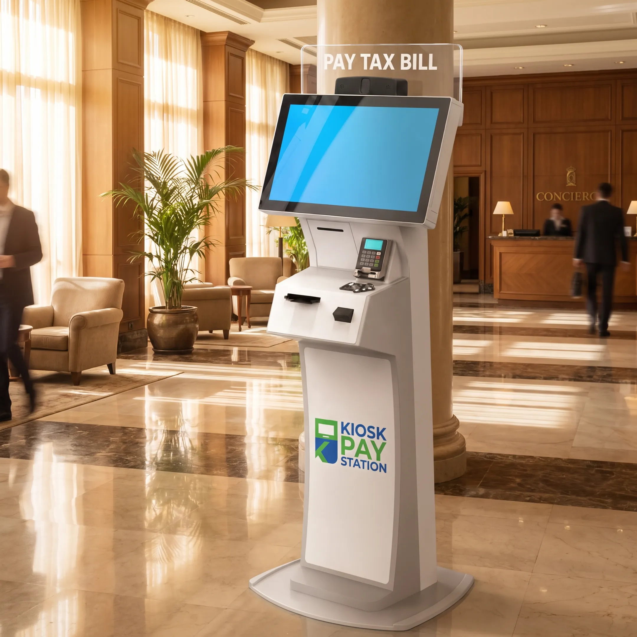 Payment kiosk displaying a secure bill payment screen