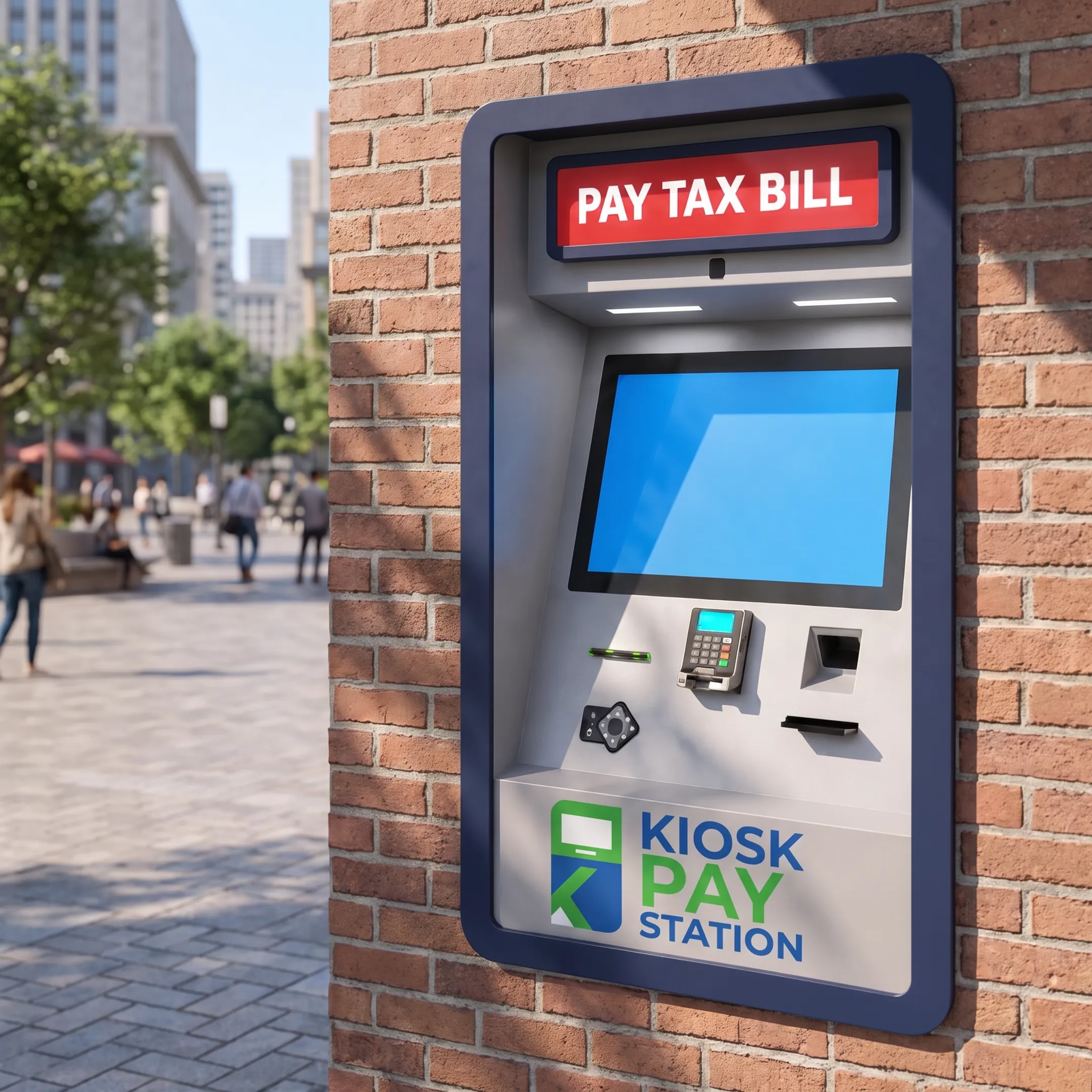 Technician configuring a payment kiosk