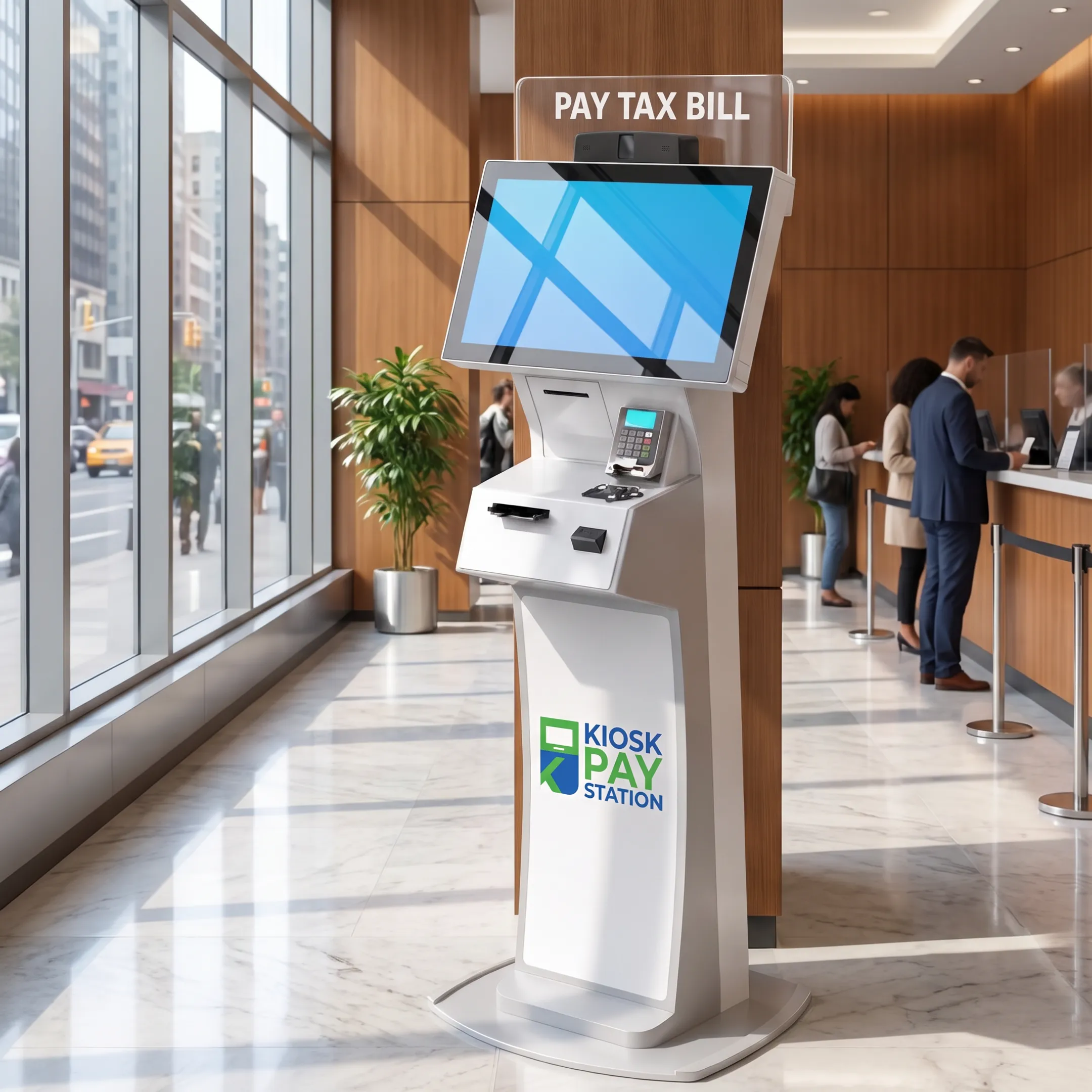 Tax office self-service kiosk payment screen