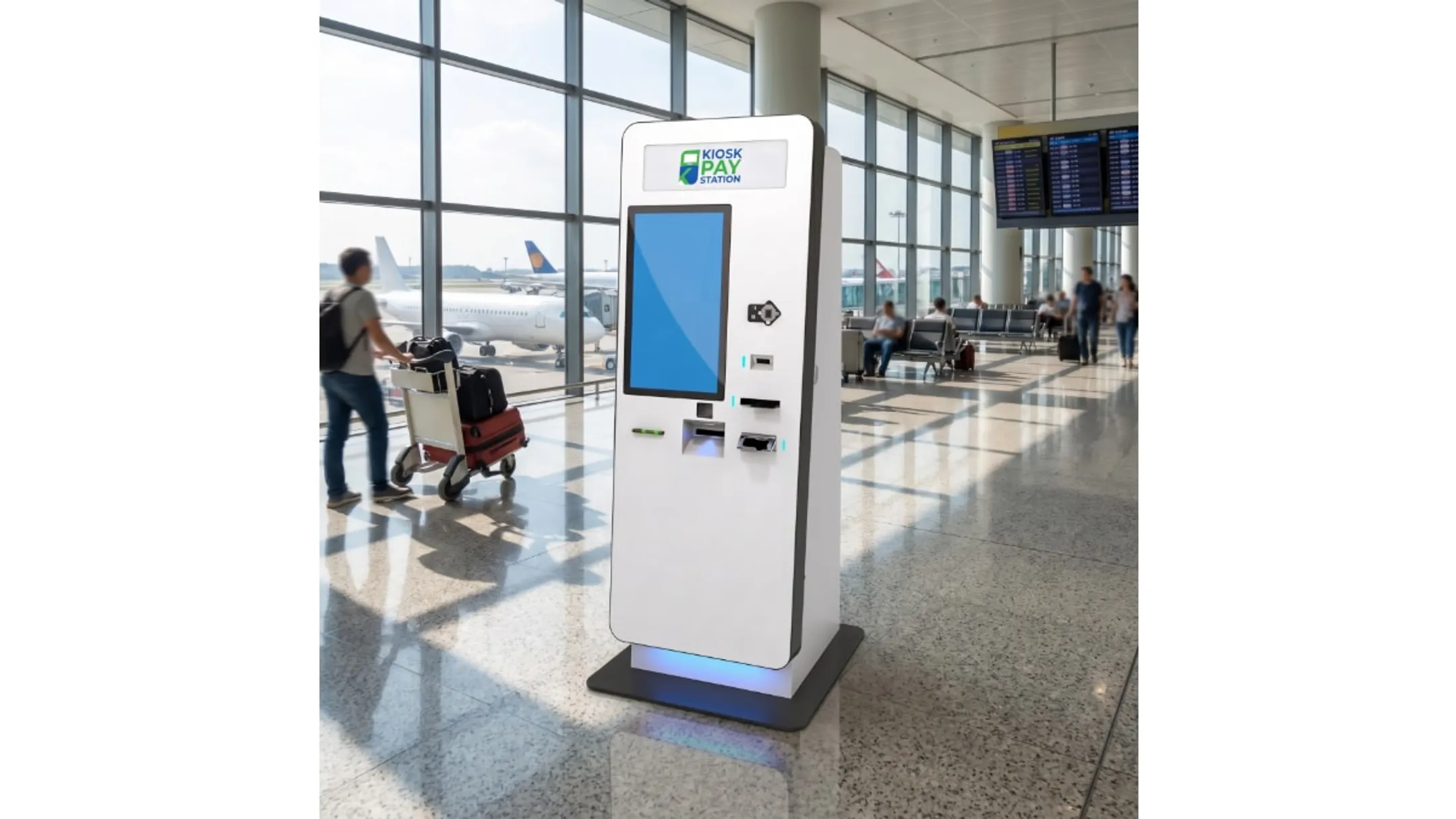 Kiosk payment station interface showing custom account data fields
