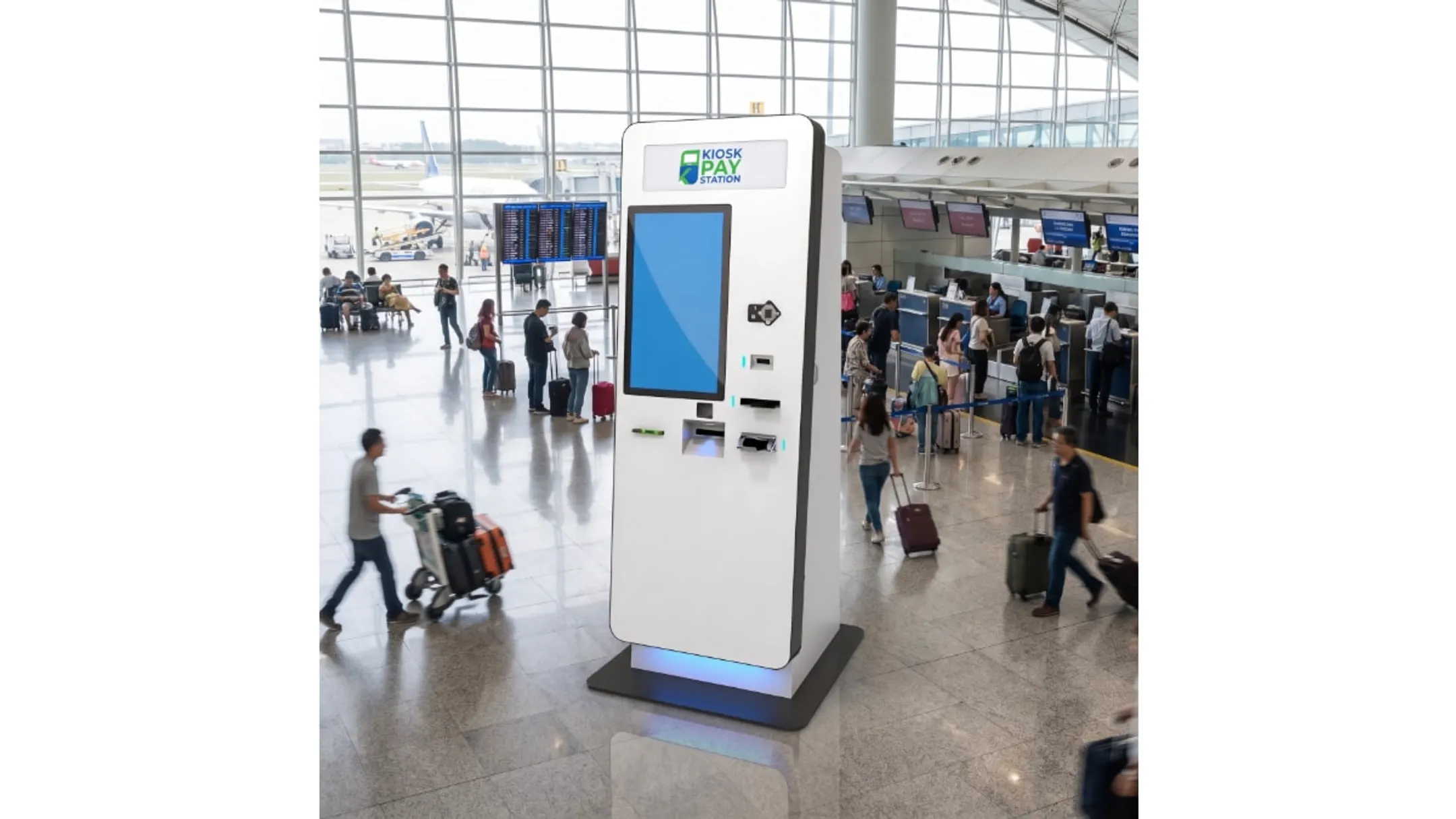 Self-service payment kiosk installed in government office lobby