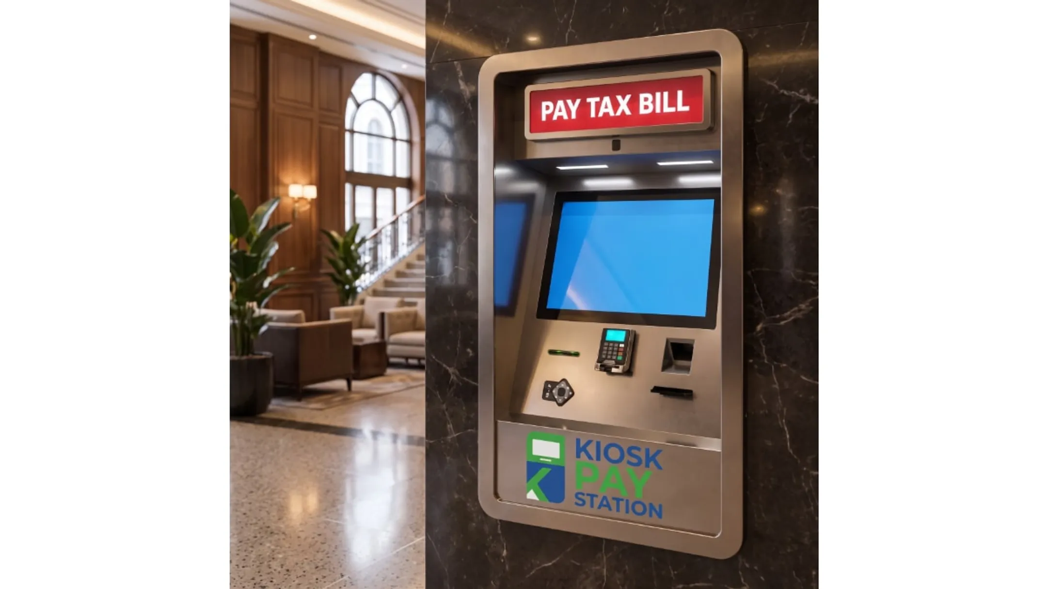 ADA compliant kiosk card reader positioned within accessible reach range