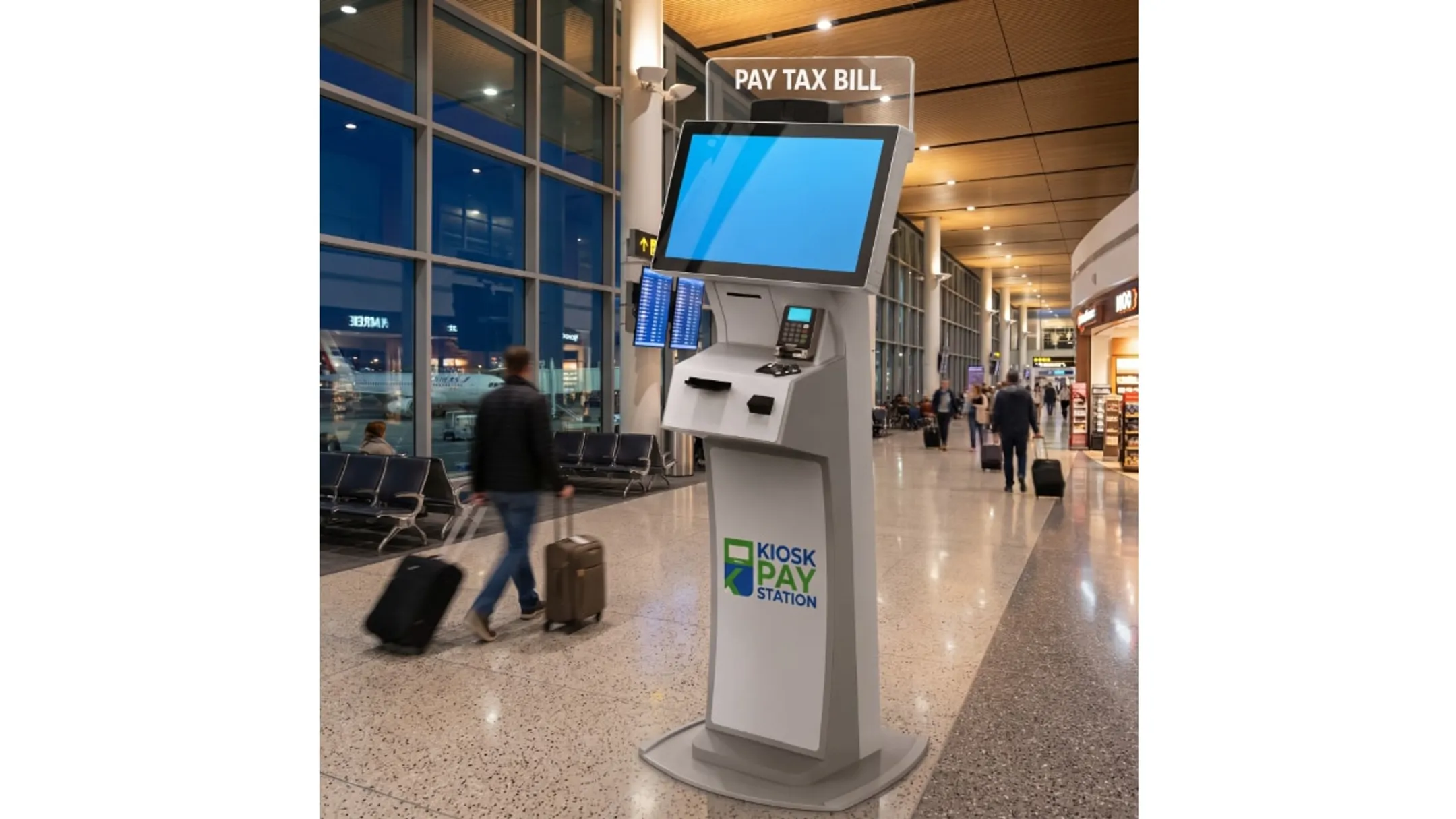 Government payment kiosk interface showing utility bill payment options