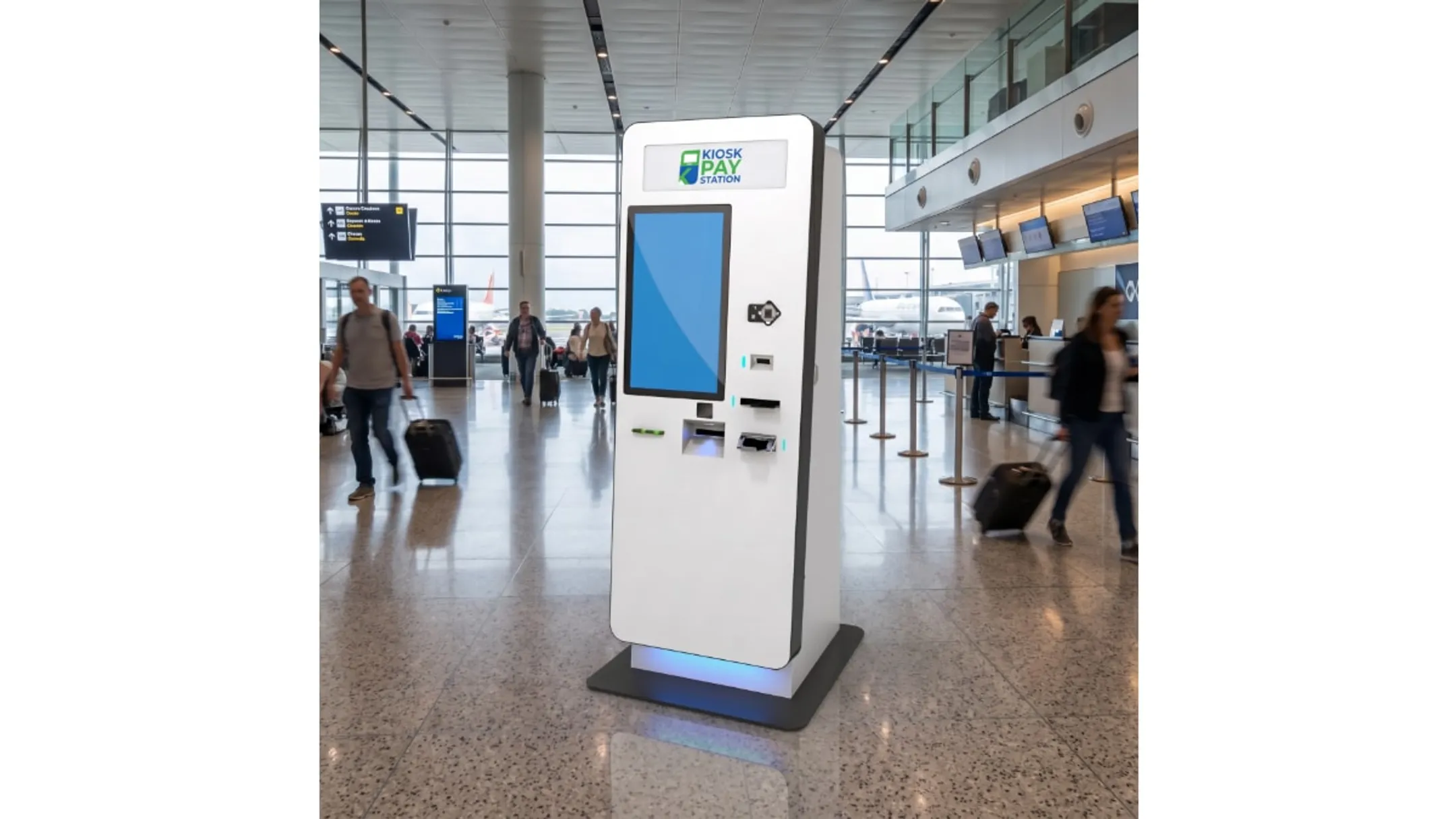 Self-service payment kiosk supporting tap card and cash options