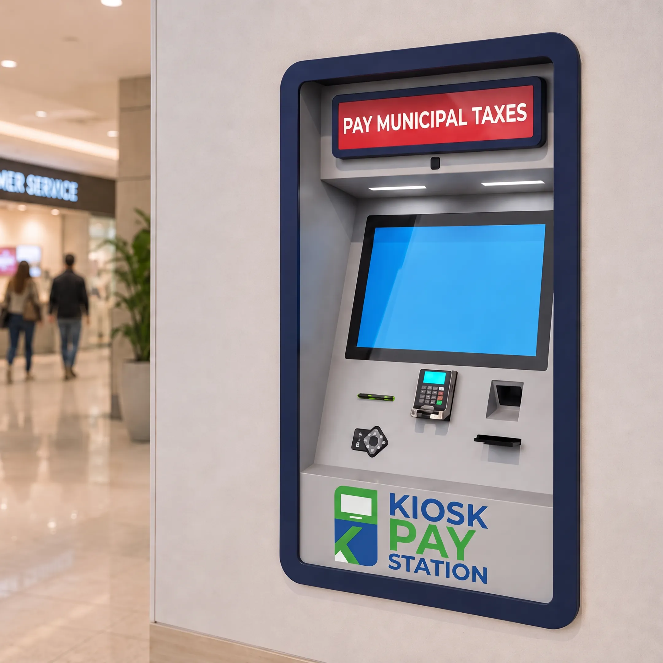Custom payment kiosk with accessible touchscreen and payment options