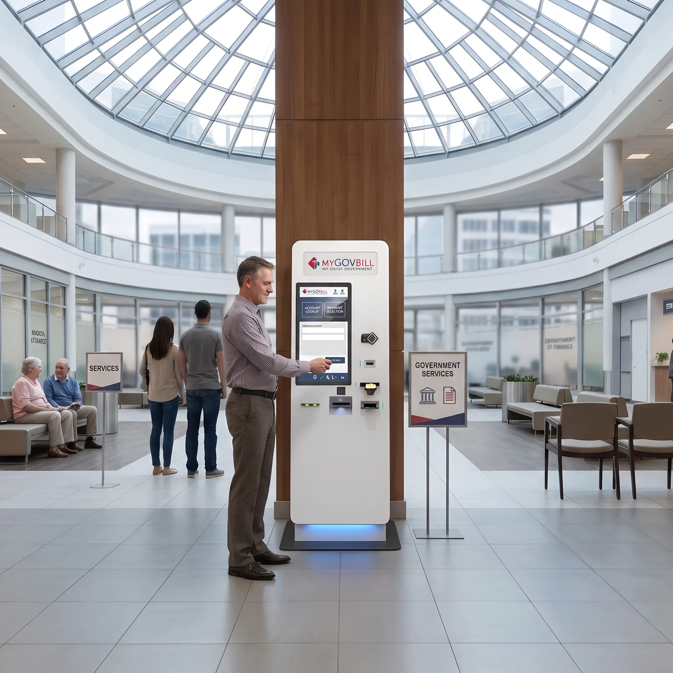 Custom kiosk software interface supporting secure self-service bill payment