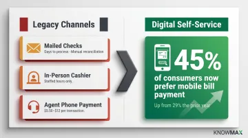 Legacy versus digital utility payment methods cost and speed comparison infographic