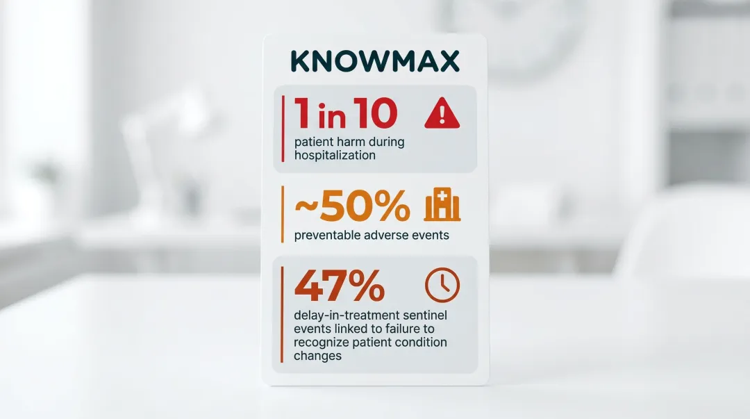Healthcare knowledge gap patient safety statistics infographic showing preventable adverse events data