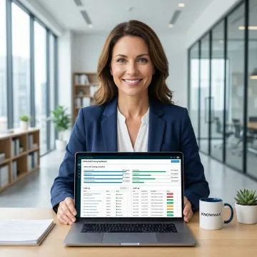 Compliance officer reviewing HIPAA training completion reports on a secure LMS dashboard