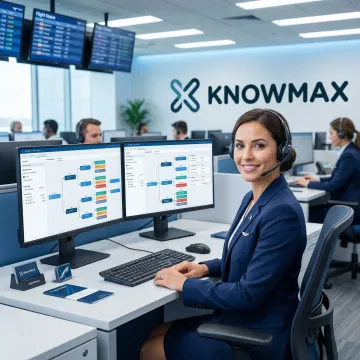 Aviation agent accessing guided knowledge software during a live passenger support interaction