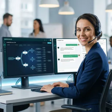 AI agent assistance interface on a service desk software screen with guided workflows