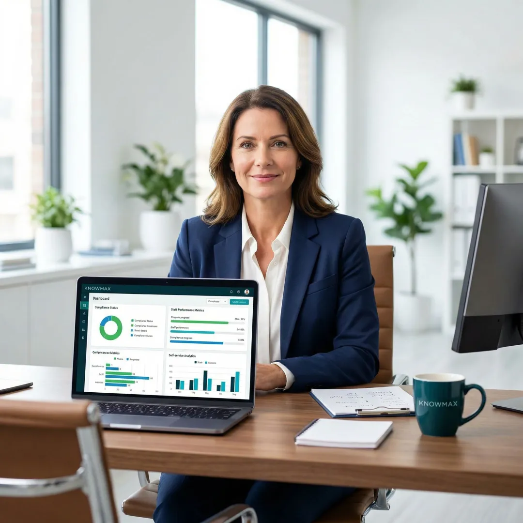 Healthcare reporting dashboard showing analytics and compliance metrics on a laptop screen