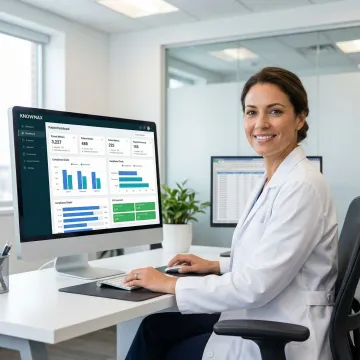 Custom healthcare dashboard displaying patient data and reporting metrics on a computer screen