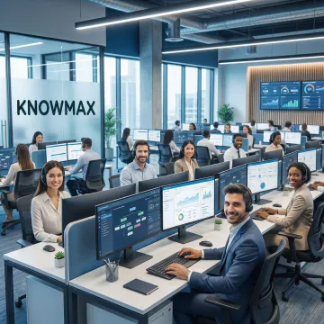 Enterprise contact center team using agentic AI workflow automation software on multiple screens