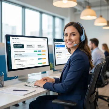 AI-powered knowledge platform dashboard used by a customer service agent in a contact center