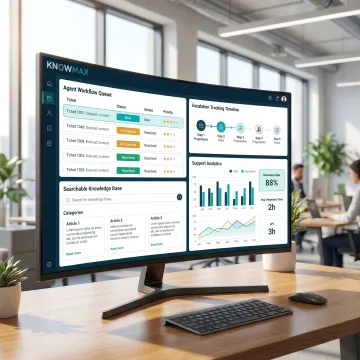 Complaint management software dashboard with knowledge base