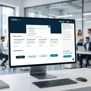 Insurance knowledge management dashboard with guided workflows