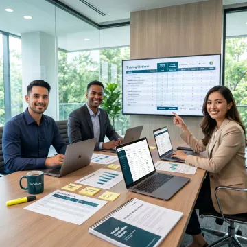 Team reviewing LMS pricing options