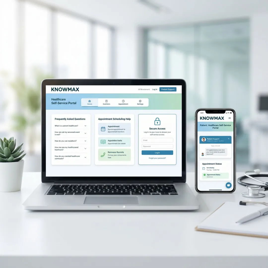 Patient self-service health portal on laptop and mobile