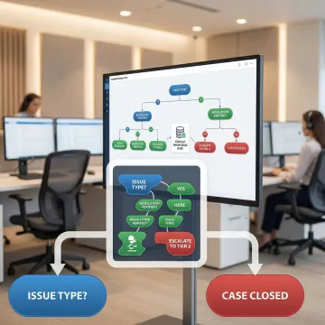 Step-by-step AI-guided support resolution workflow on a contact center agent screen