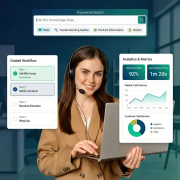 AI-powered knowledge management platform dashboard for enterprise contact centers
